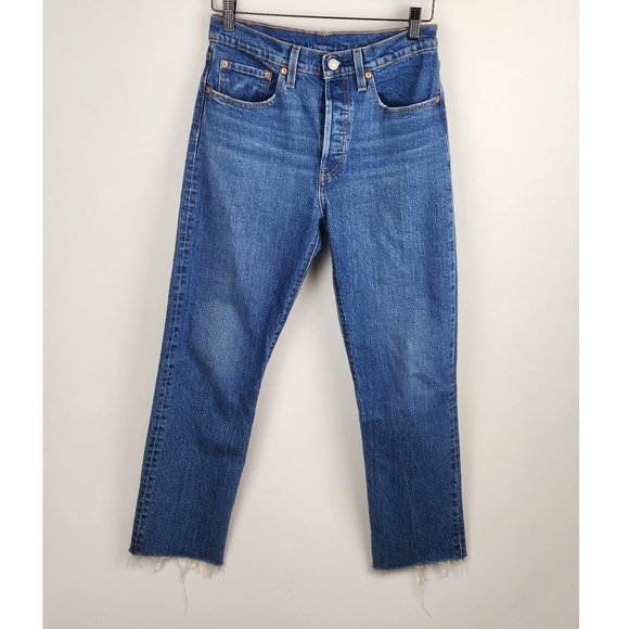 Levi's Denim - Levi’s 501 Distressed Raw Hem Button Fly Straight Leg Jeans sz 26